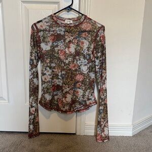 Floral Long Sleeve Mesh top!